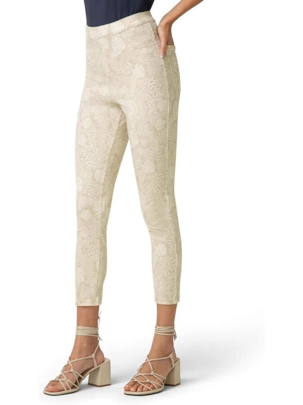 Hue U24743 Skimmer White Pepper Tonal Tropical Legging ( L )